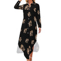 Robe-chemise tendance pour femme et homme, motif lion, manches longues, boutonnée, maxi, robe d'été