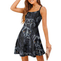 Robe longue maxi fantaisie pour femme, motif labrador noir, sans manches et ample, idéale pour la plage.